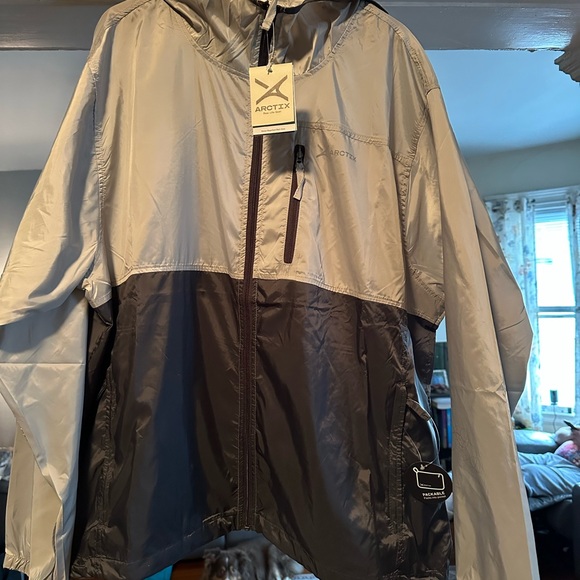 Arctix Two-Tone Light Gray and Dark Gray Hooded Windbreaker - Picture 9 of 12